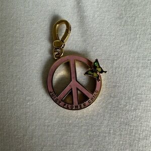 Juicy Couture Pink Peace Sign Charm with Butterfly Accent